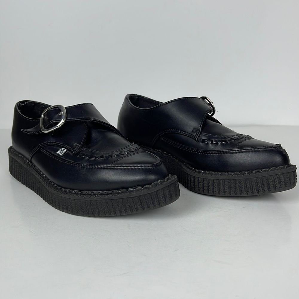 T.U.K. TUKskin Pointed Buckle Creepers Size 7 Black Vegan